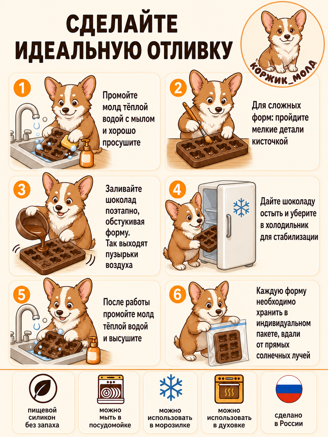 Инструкция Corgik Mold по заливке шоколада