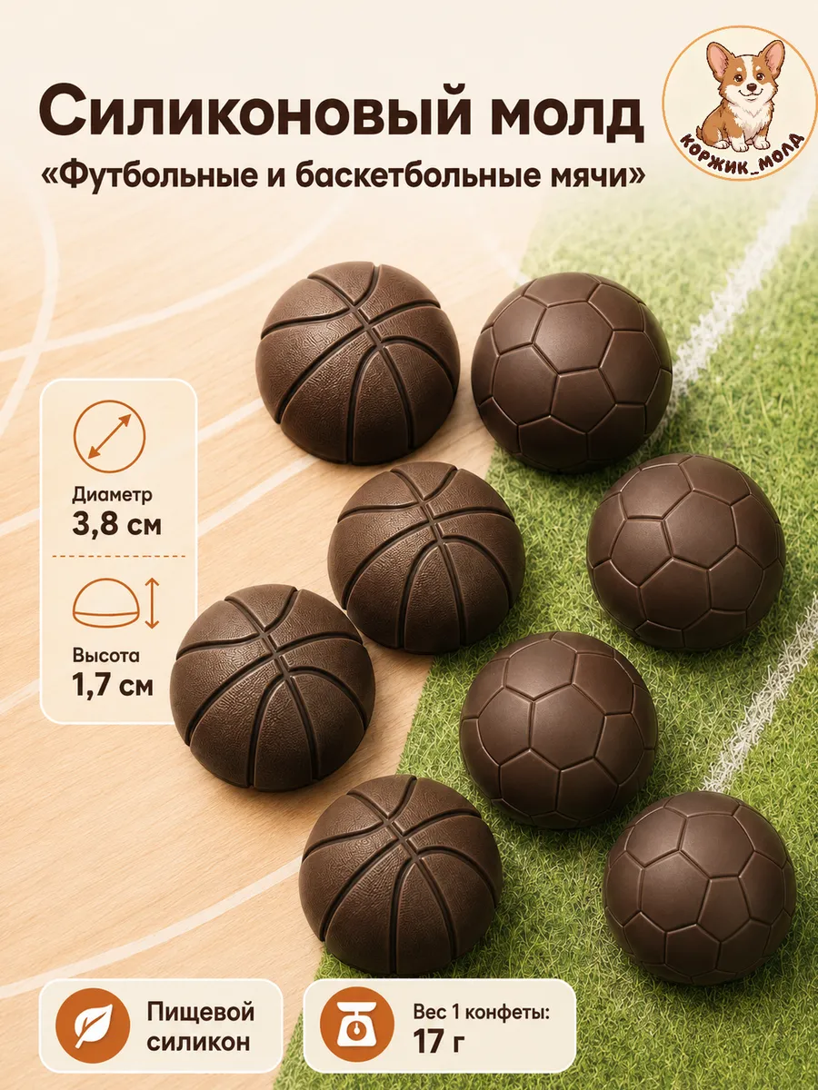 Силиконовый молд "Футбольные и баскетбольные мячи" — фото 1